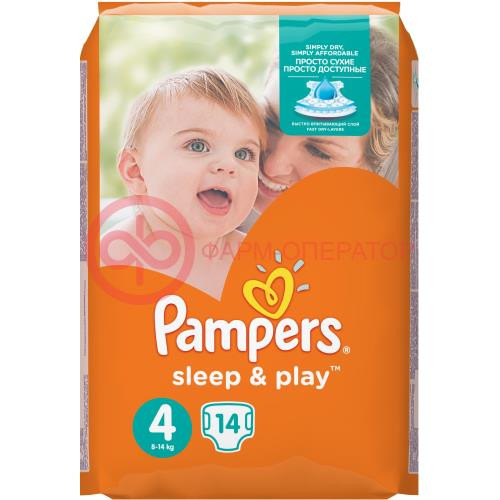 Памперс подгузн. слип энд плей 7-14/18кг р.4 №14 макси [pampers]