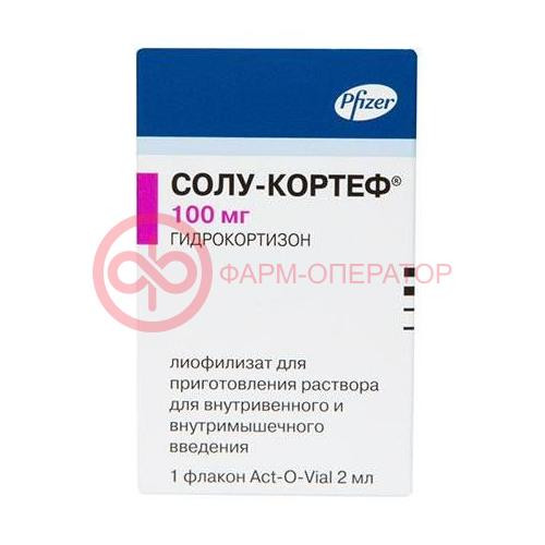 Солу-кортеф лиофилизат для приготовления раствора для внутривенного и внутримышечного введения 100мг №1 + 2мл растворителя Солу-кортеф лиофилизат для приготовления раствора для внутривенного и внутримышечного введения 100мг №1 + 2мл растворителя