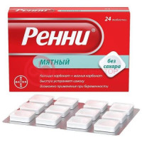 Ренни таблетки жевательные без сахара 680мг + 80мг №24 мятный