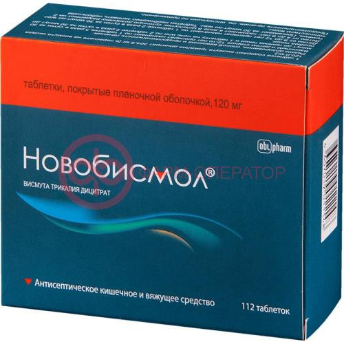 Новобисмол таблетки покрытые пленочной оболочкой 120мг №112 Новобисмол таблетки покрытые пленочной оболочкой 120мг №112
