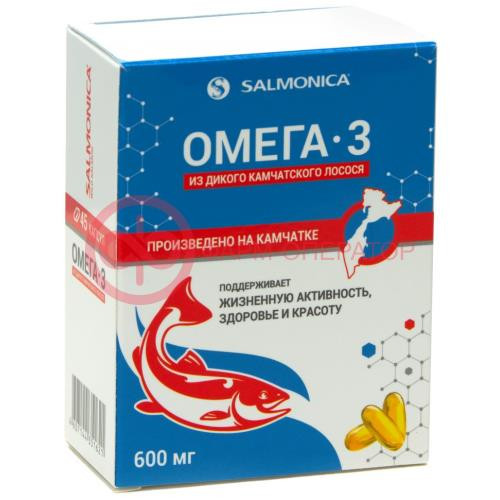 Салмоника омега-3 капсулы 600мг №45 из дикого камчатского лосося д/взрослых и детей Салмоника омега-3 капсулы 600мг №45 из дикого камчатского лосося д/взрослых и детей