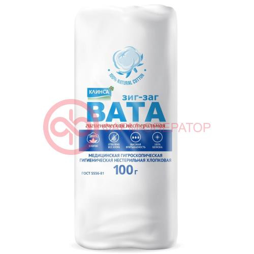 Клинса вата гигиеническая 100г зиг-заг н/стерил.