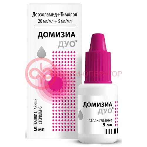Домизиа дуо капли глазные 20мг/мл + 5мг/мл 5мл Домизиа дуо капли глазные 20мг/мл + 5мг/мл 5мл
