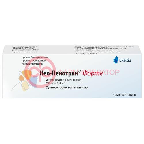 Нео-пенотран форте суппозитории вагинальные 750мг + 200мг №7