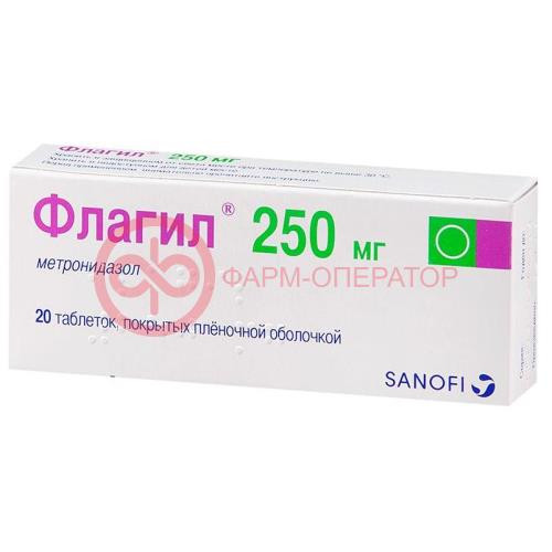 Флагил таблетки покрытые пленочной оболочкой 250мг №20 Флагил таблетки покрытые пленочной оболочкой 250мг №20