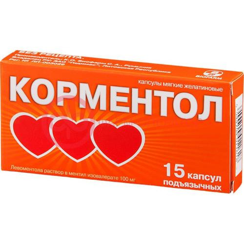 Корментол капсулы подъязычные 100мг №15 Корментол капсулы подъязычные 100мг №15