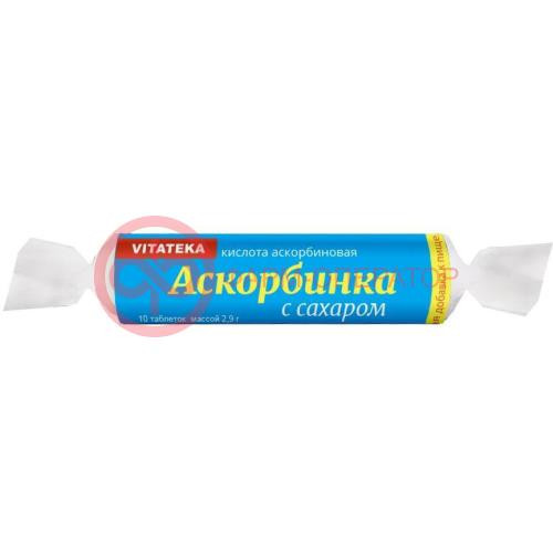 Витатека аскорбинка с сахаром таблетки жевательные 25мг 2.9г №10 вкус классич. крутка Витатека аскорбинка с сахаром таблетки жевательные 25мг 2.9г №10 вкус классич. крутка