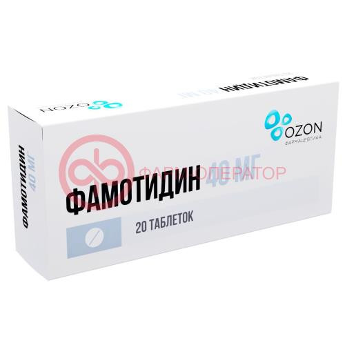 Фамотидин таблетки покрытые пленочной оболочкой 40мг №20 Фамотидин таблетки покрытые пленочной оболочкой 40мг №20