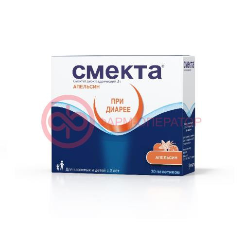 Смекта порошок для приготовления суспензии для приема внутрь 3г 3.76г №20 апельсиновый Смекта порошок для приготовления суспензии для приема внутрь 3г 3.76г №20 апельсиновый
