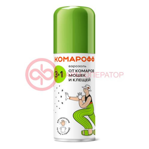 Комарофф аэрозоль 100мл от комаров, клещей, мошек 3в1
