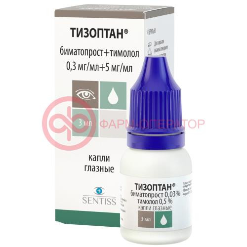 Тизоптан капли глазные 0,3мг/мл + 5мг/мл 3мл №1 Тизоптан капли глазные 0,3мг/мл + 5мг/мл 3мл №1