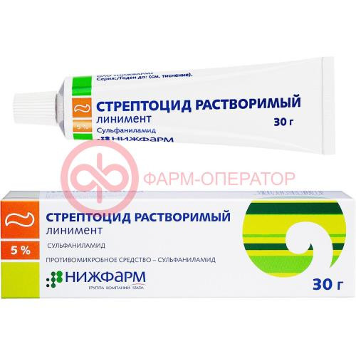 Стрептоцид растворимый линимент для местного применения 5% 30г Стрептоцид растворимый линимент для местного применения 5% 30г