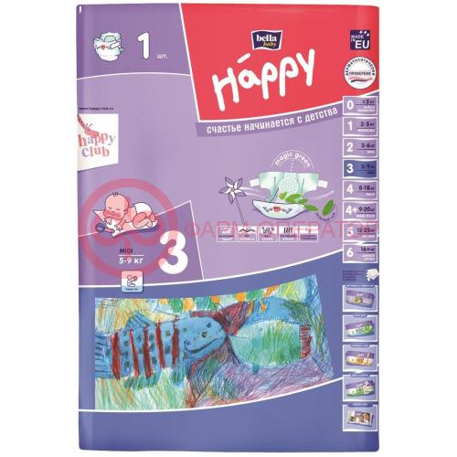 Хэппи подгузники миди 5-9кг №1 [bella happy]
