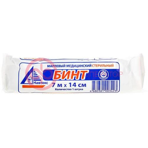 Навтекс бинт медицинский марлевый стерильный 7мх14см