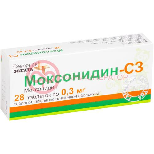 Моксонидин-сз таблетки покрытые пленочной оболочкой 0.3мг №28 Моксонидин-сз таблетки покрытые пленочной оболочкой 0.3мг №28