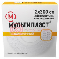 Мультипласт лейкопластырь фиксирующий 2х300см традиц ткан