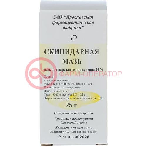 Скипидарная мазь для наружного применения 20% 25г