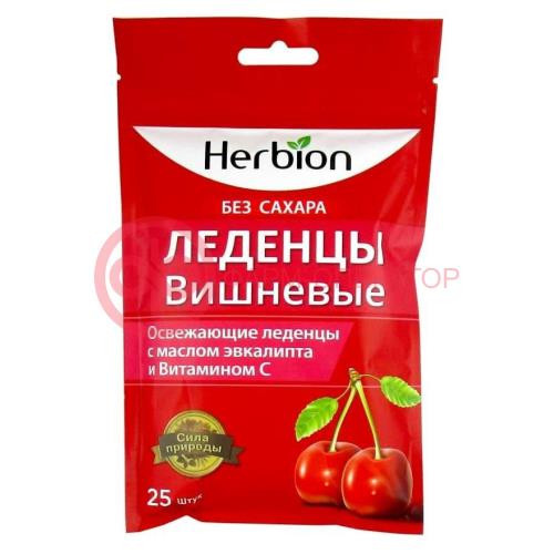 Хербион леденцы без сахара №25 (62,5г) вишневые с маслом эвкалипта и вит с