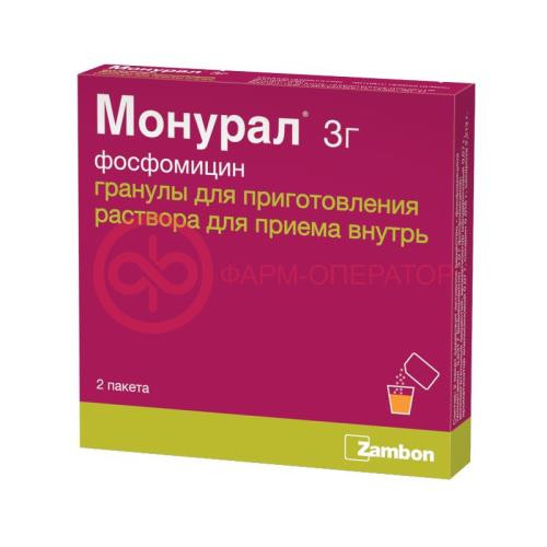Монурал гранулы для приготовления раствора для приема внутрь 3г 6г №2 Монурал гранулы для приготовления раствора для приема внутрь 3г 6г №2