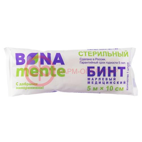 Бона менте бинт медицинский марлевый стерильный 5м х10см Бона менте бинт медицинский марлевый стерильный 5м х10см