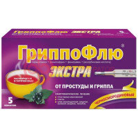 Гриппофлю экстра от простуды и гриппа порошок для приготовления раствора для приема внутрь 13г №5 черн смородина
