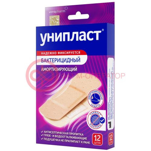 Унипласт лейкопластырь бактерицидный №12 амортизир Унипласт лейкопластырь бактерицидный №12 амортизир