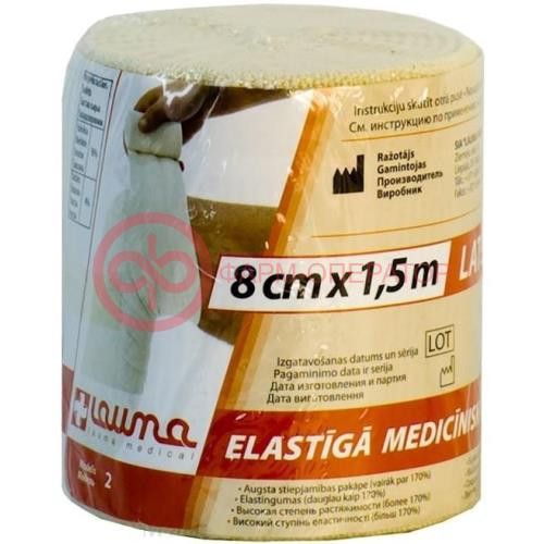 Лаума бинт медицинский эластичный 8смx1,5м
